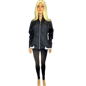 Nike FitStorm Womens M 8-10 Black Vented Windbreaker Running Reflective Jacket